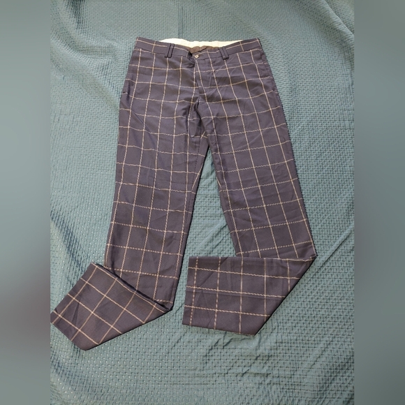 Zara Men's Plaid Pants in Marine and White - Picture 1 of 4